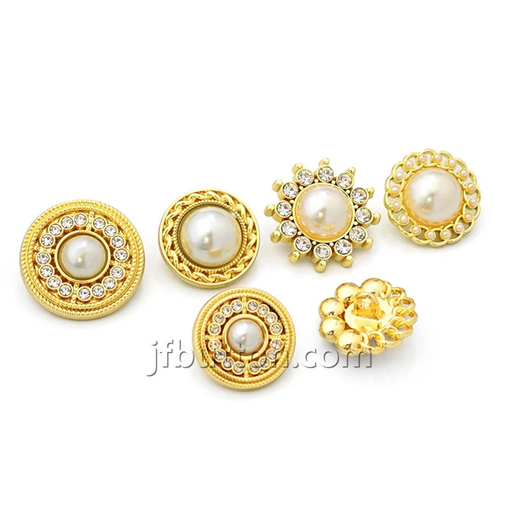 Custom Gold Shank Button With Pearl factory